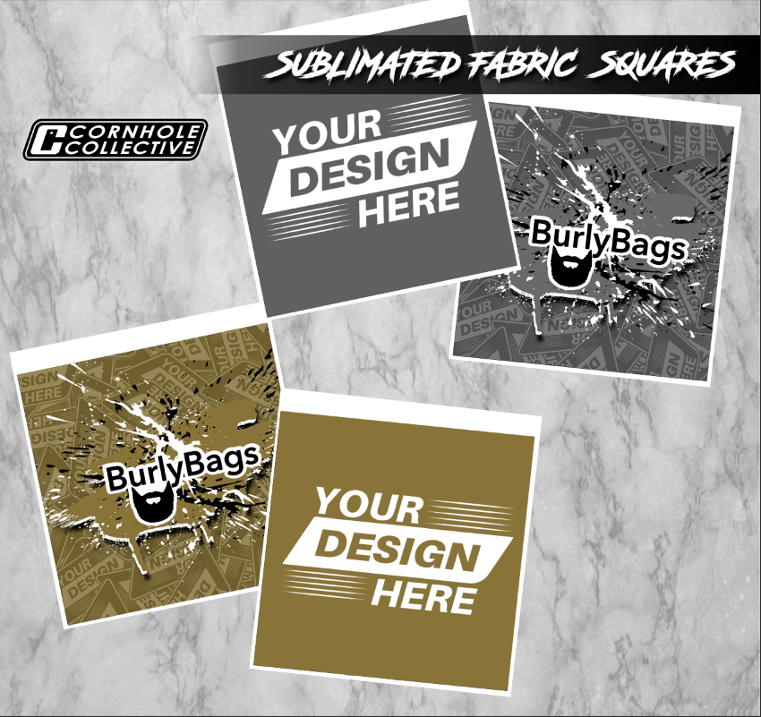 Sublimated & “labeled” Fabric Squares to make your own custom bags.