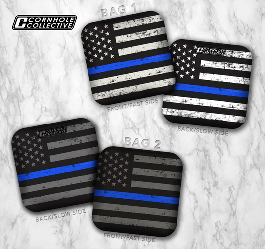 Stick 'n Slick Bags: Distressed American "Thin Blue Line" bags